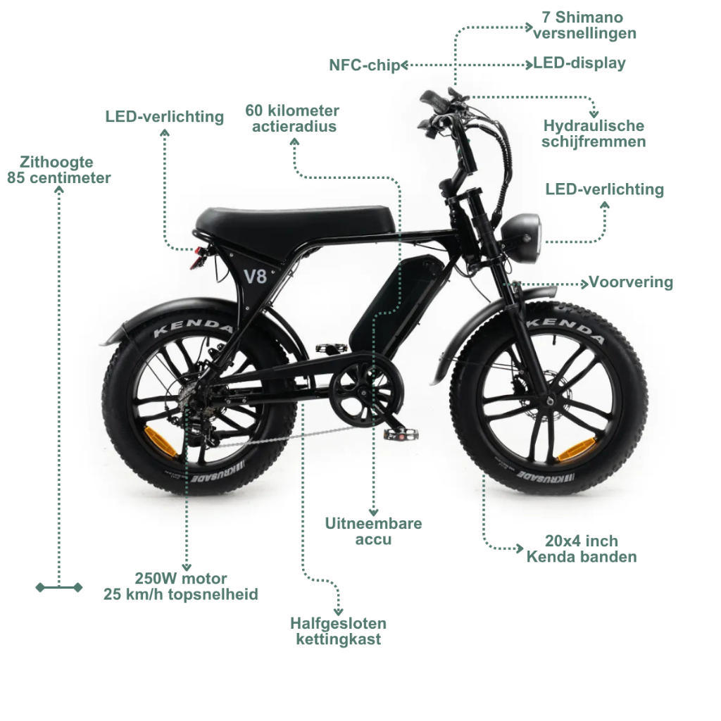 OUXI C80 - Zwart (incl. voetsteuntjes, achterzitje & alarm)