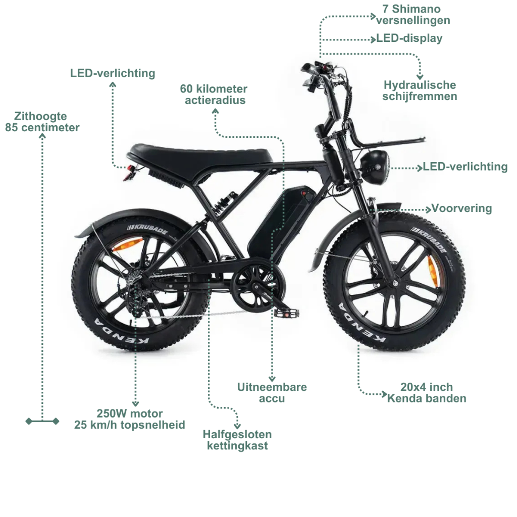 OUXI H9 - Zwart (incl. voetsteuntjes, voorrekje & alarm)