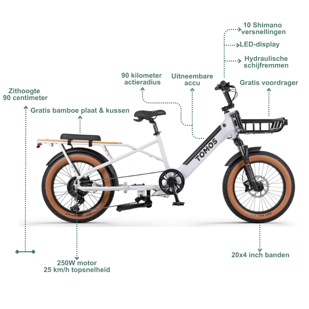 TOMOS E-Cargo Fat 2 Longtail | Glossy White