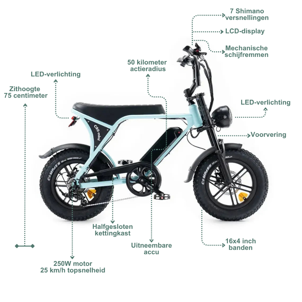 OUXI C80 Mini - Lichtblauw (incl. voetsteuntjes & alarm)