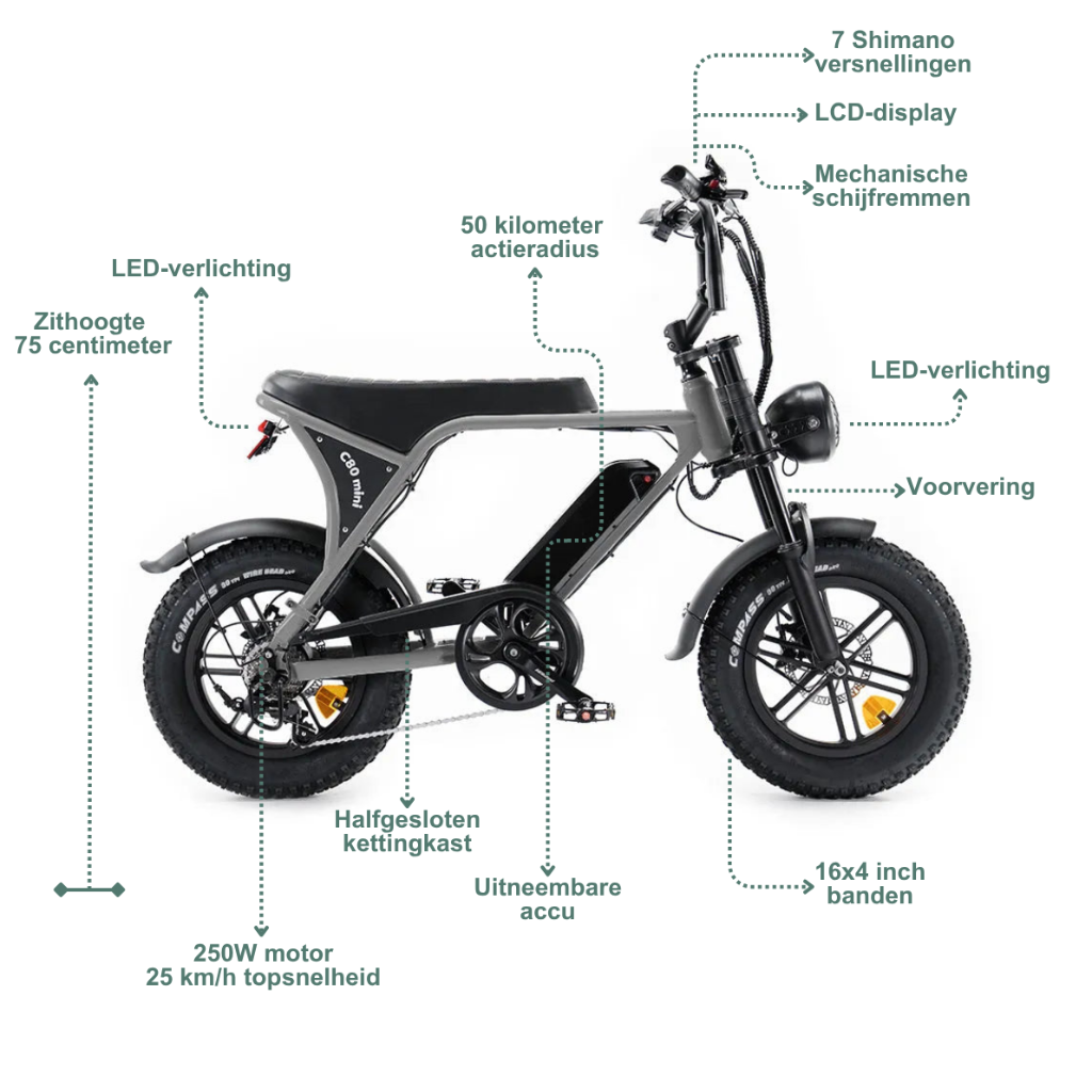 OUXI C80 Mini - Grijs (incl. voetsteuntjes & alarm)